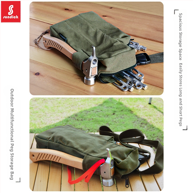 Mountain Guest Kempingový organizér na vybavenie — hrubozrnú plátenú crossbody taška na kolíky a laná stanu