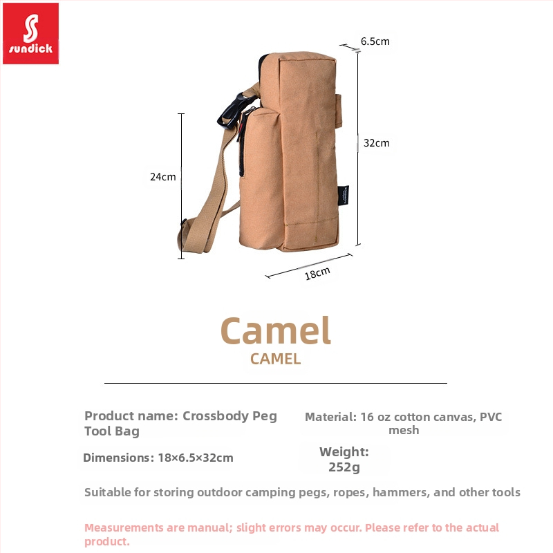 Mountain Guest Kempingový organizér na vybavenie — hrubozrnú plátenú crossbody taška na kolíky a laná stanu