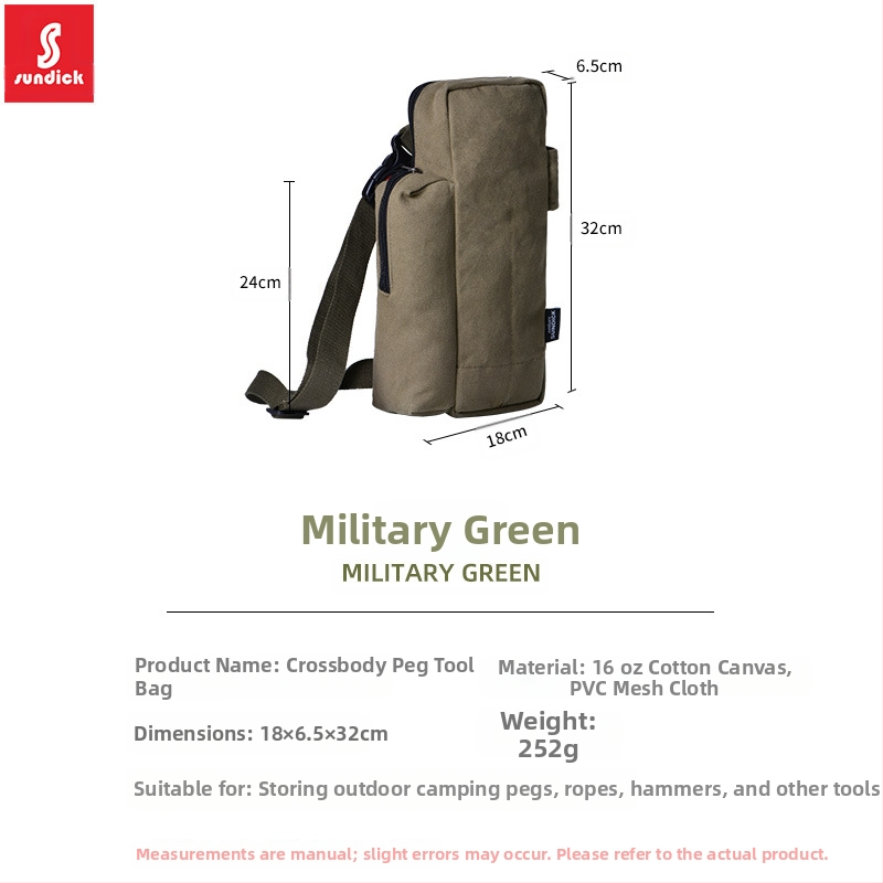 Mountain Guest Kempingový organizér na vybavenie — hrubozrnú plátenú crossbody taška na kolíky a laná stanu