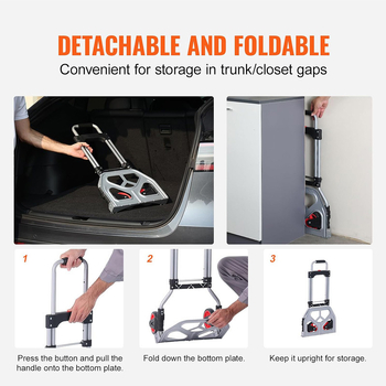 Aoyutuo Αναδιπλούμενο σιδερένιο καρότσι αποσκευών με δύο τροχούς – βέργα έλξης, 1 kg