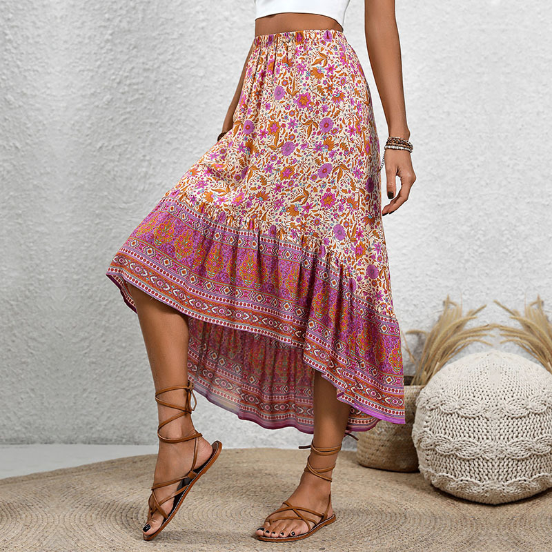 JIM&NORA A-linija midi suknja s cvjetnim printom, 95% viskoze ili više, elegantan stil