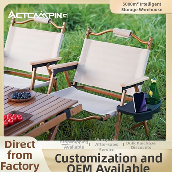 Aikete plastmasas kempinga krēsls no galdu un krēsliem ar sānu uzglabāšanas nodalījumu un glāzes turētāju