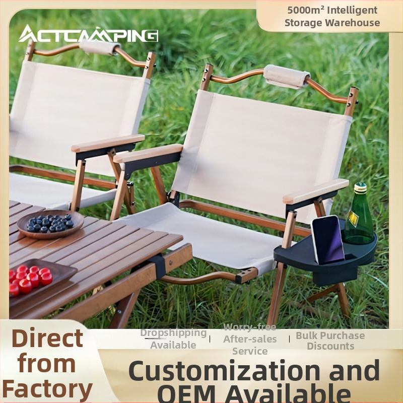 Aikete plastmasas kempinga krēsls no galdu un krēsliem ar sānu uzglabāšanas nodalījumu un glāzes turētāju
