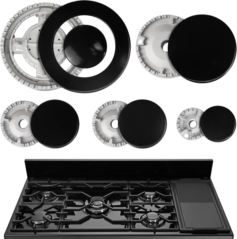 Αξεσουάρ καυστήρα φούρνου αερίου: κάλυμμα φλόγας από σίδηρο κοίλο/ευθύ και σετ διανομής φλόγας, μοντέλο 12334, χειροκίνητη εγκατάσταση, βάρος 1102 g