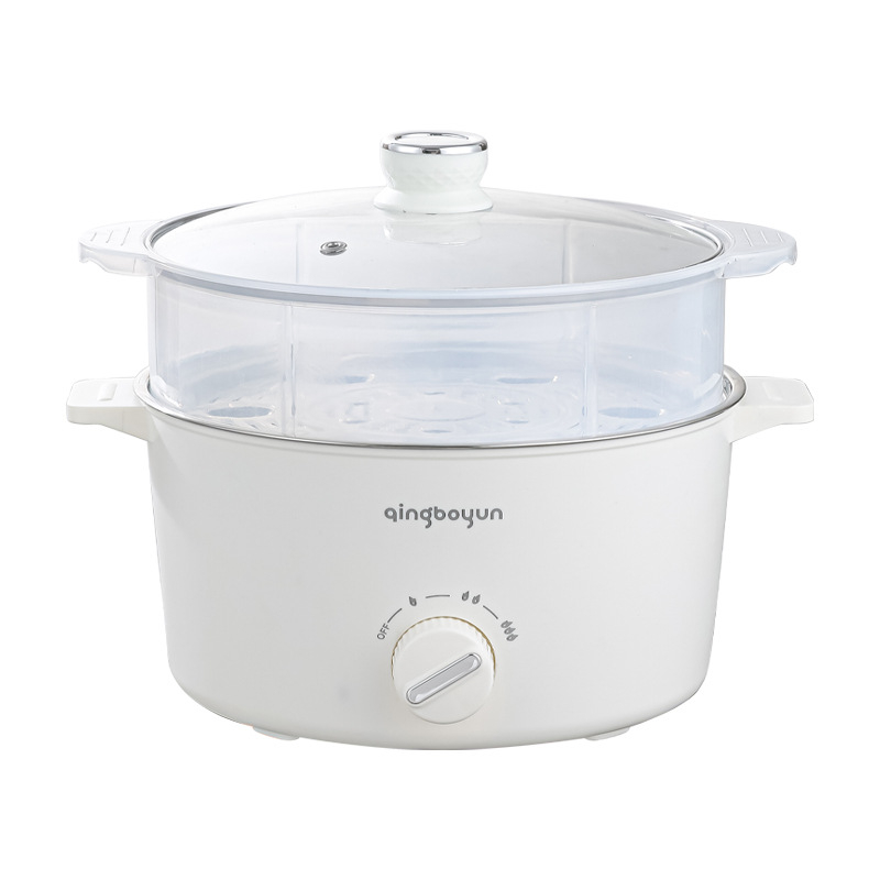 Електрическа готварска тенджера с регулируема температура, 400-800W, капацитет 2-3 л, вътрешен съд от неръждаема стомана, функции: пара, пържене, готвене, варене