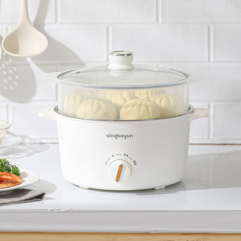 Електрическа готварска тенджера с регулируема температура, 400-800W, капацитет 2-3 л, вътрешен съд от неръждаема стомана, функции: пара, пържене, готвене, варене