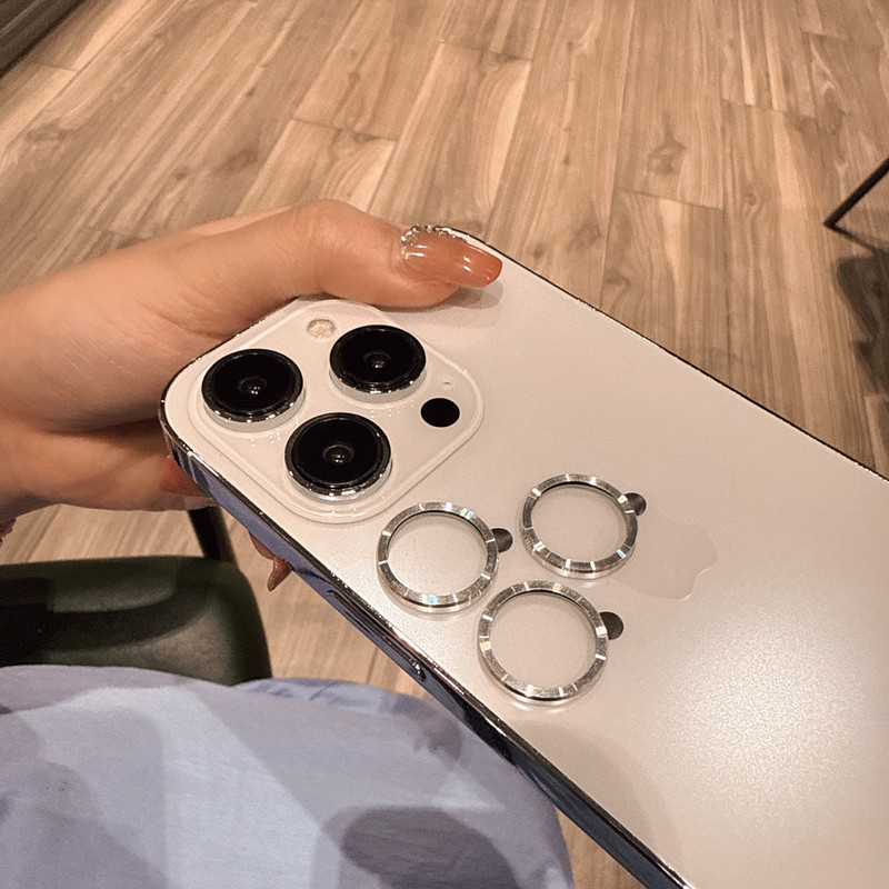 Κενός μεταλλικός δακτύλιος φακού για την πίσω κάμερα της Apple — φιλμ φακού από tempered glass, HD προστασία, συμβατό με συσκευές Apple