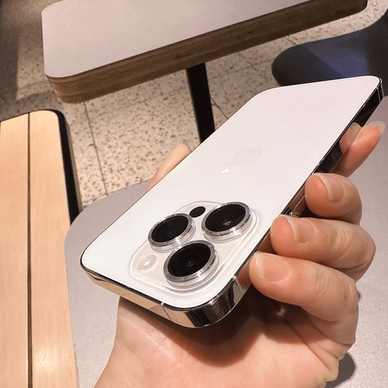 Κενός μεταλλικός δακτύλιος φακού για την πίσω κάμερα της Apple — φιλμ φακού από tempered glass, HD προστασία, συμβατό με συσκευές Apple