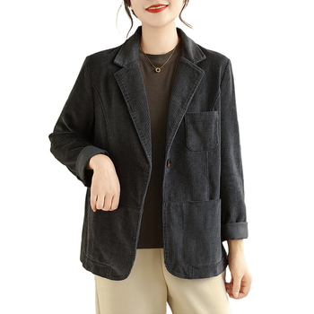 Levia női kordbársony zakó, laza szabás, öltöny gallér, hosszú ujjak, poliészter 50–70% és pamut <30%, őszi 2024