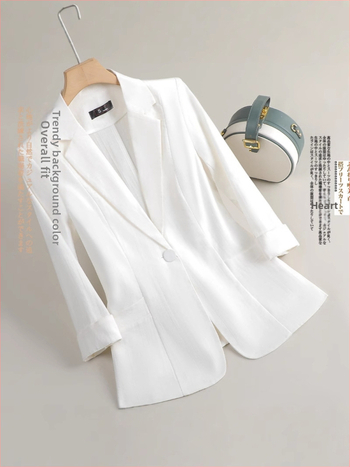 Női kosztümzakó, háromnegyedes ujj, kosztüm gallér, laza fazon, viszkóz anyag, 50–70% tartalom, Nyár 2025