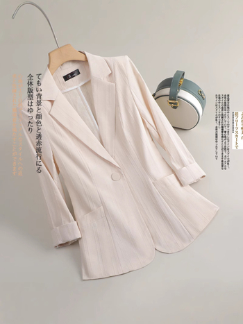 Női kosztümzakó, háromnegyedes ujj, kosztüm gallér, laza fazon, viszkóz anyag, 50–70% tartalom, Nyár 2025