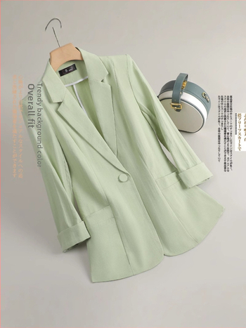 Női kosztümzakó, háromnegyedes ujj, kosztüm gallér, laza fazon, viszkóz anyag, 50–70% tartalom, Nyár 2025