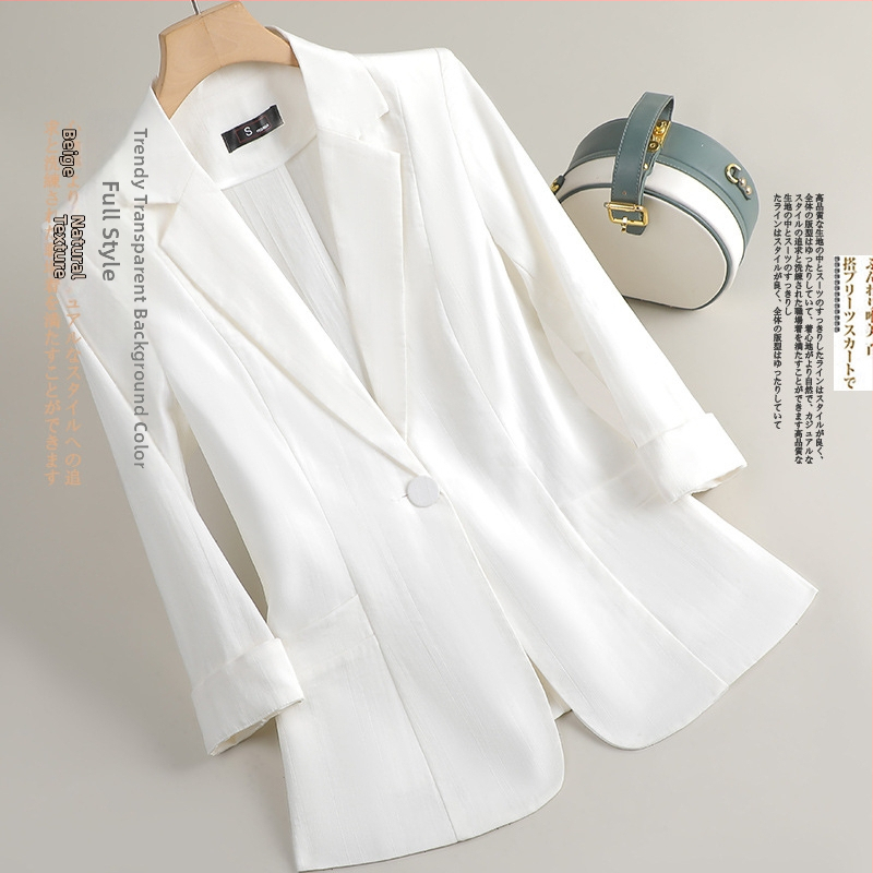 Női kosztümzakó, háromnegyedes ujj, kosztüm gallér, laza fazon, viszkóz anyag, 50–70% tartalom, Nyár 2025