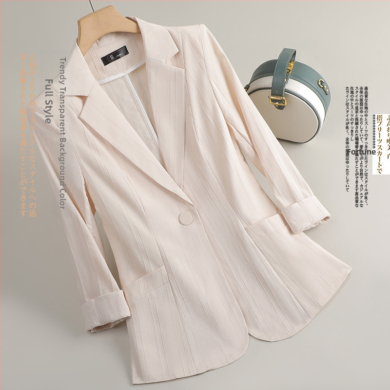 Női kosztümzakó, háromnegyedes ujj, kosztüm gallér, laza fazon, viszkóz anyag, 50–70% tartalom, Nyár 2025