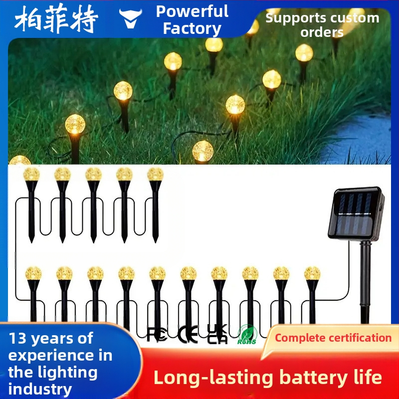 Buffett BFT-38 saulės energijos LED grandinės šviesos sodui, IP67 atsparus vandeniui, gėlių formos, reguliuojamas šviesos galingumas, mygtukų valdymas