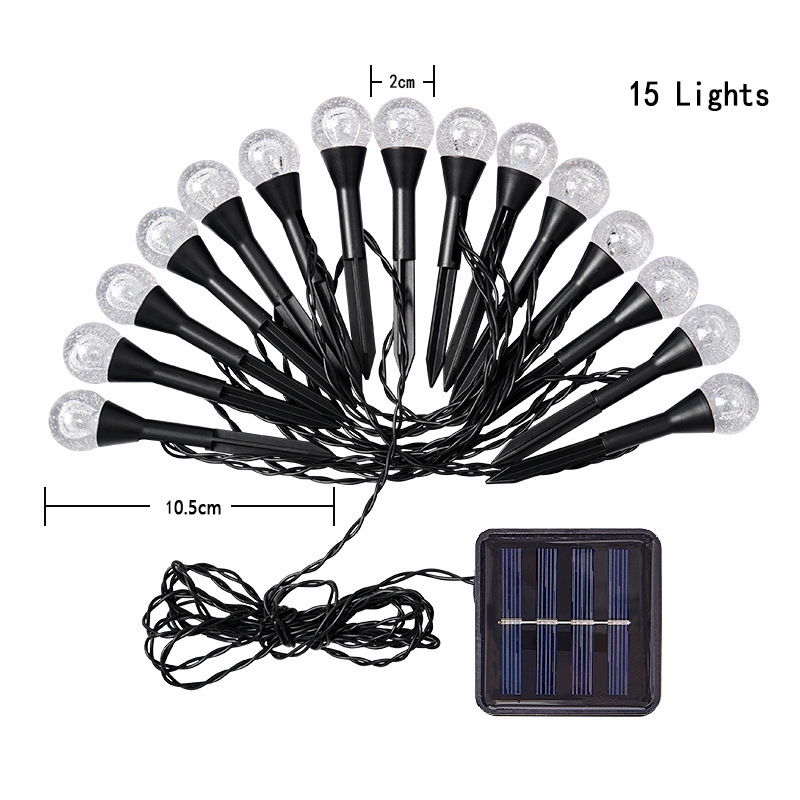 Buffett BFT-38 saulės energijos LED grandinės šviesos sodui, IP67 atsparus vandeniui, gėlių formos, reguliuojamas šviesos galingumas, mygtukų valdymas