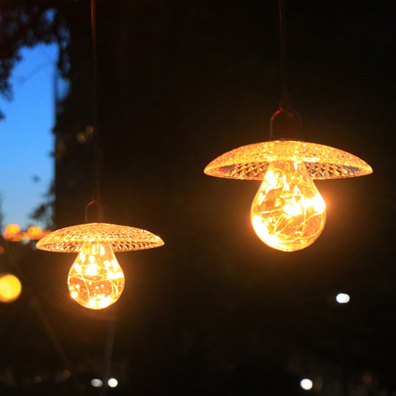 Saulės energijos pakabinama lemputė lauko kempingams – apvali dekoratyvinė kamuolio lemputė IP44, DC maitinimas, įvesties įtampa ≤36V, CE sertifikatas, modelis RC-109, RCJ prekės ženklas