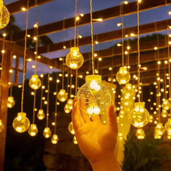 Ηλιακή κουρτίνα φωτισμού – σφαίρα ευχών, 12 LED, IP55, Dongcheng LED, ηλιακή τροφοδοσία