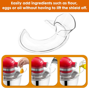 Щит за разливи за KitchenAid 4.5–5QT Tilt-Head кухненски миксер, прозрачен, защита от разливи