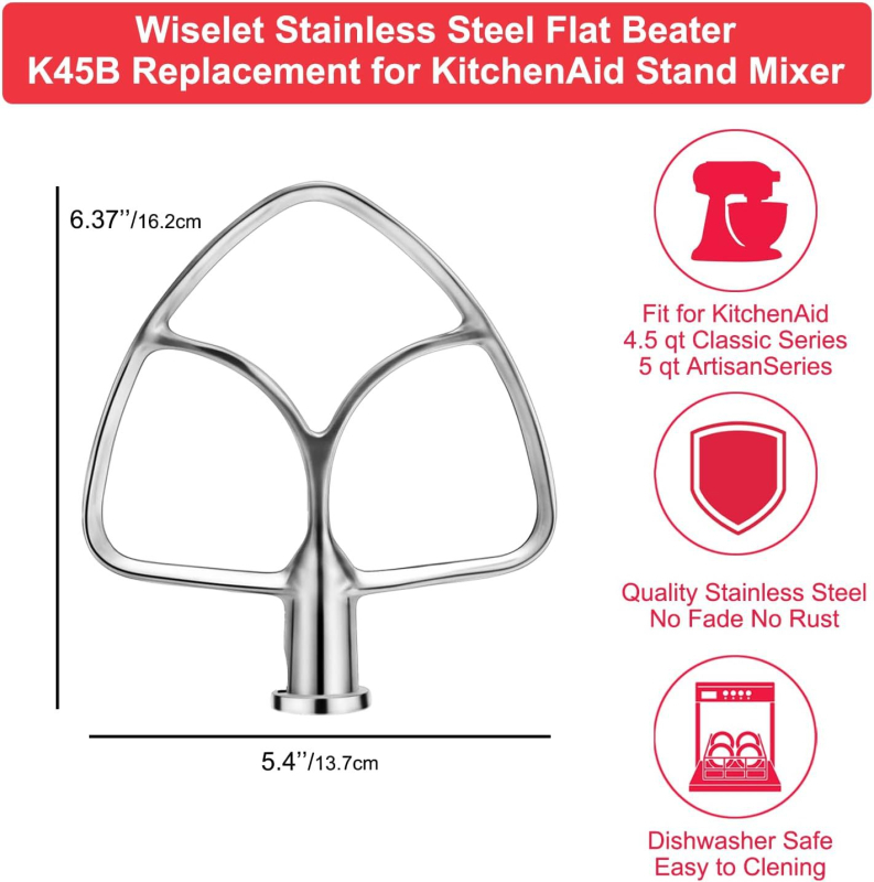 KitchenAid 5QT keverőlapát – Rozsdamentes acél 304, krémhez, kiegészítő