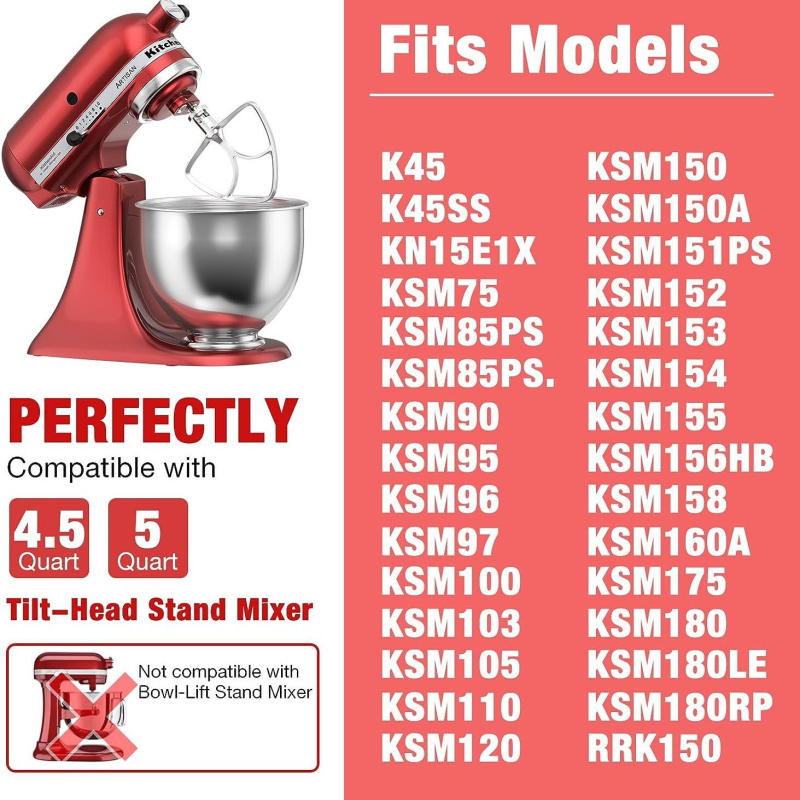 KitchenAid 5QT keverőlapát – Rozsdamentes acél 304, krémhez, kiegészítő