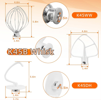 CAYOMEN 5QT комплект приставки за KitchenAid: Egg Mesh, Dough Hook, Stirring Paddle (Mounted)