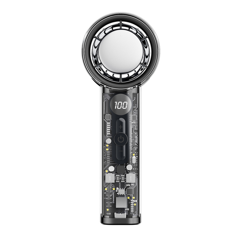 Kézi ventilátor félvezető hűtéssel és beépített 2000–4000 mAh akkumulátorral, brushless motor, zaj 36 dB alatt