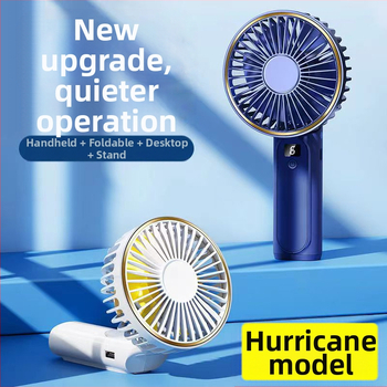 Rankinis USB ventiliatorius su sulankstomu kaklo dizainu – 7 mentės, įrengta baterija 2000–4000 mAh, 5V 3W, 6 greičiai