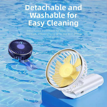 Rankinis USB ventiliatorius su sulankstomu kaklo dizainu – 7 mentės, įrengta baterija 2000–4000 mAh, 5V 3W, 6 greičiai