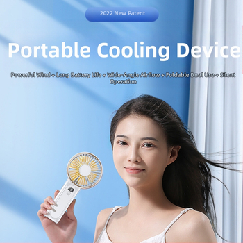 Rankinis USB ventiliatorius su sulankstomu kaklo dizainu – 7 mentės, įrengta baterija 2000–4000 mAh, 5V 3W, 6 greičiai