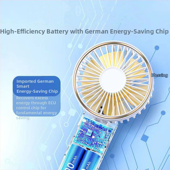 Rankinis USB ventiliatorius su sulankstomu kaklo dizainu – 7 mentės, įrengta baterija 2000–4000 mAh, 5V 3W, 6 greičiai