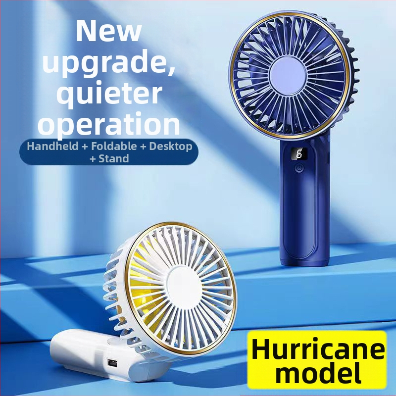 Rankinis USB ventiliatorius su sulankstomu kaklo dizainu – 7 mentės, įrengta baterija 2000–4000 mAh, 5V 3W, 6 greičiai