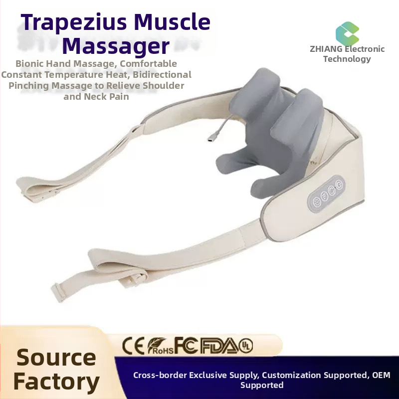 Masaj pentru umeri și gât, cu 6 capete de masaj, alimentare USB, funcție de temporizare, model 002, finisaj din piele