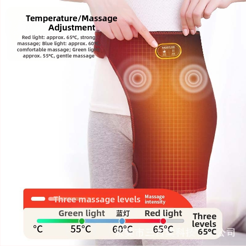 Уред за физиотерапия на тазобедрената става за следоперативна рехабилитация — инфрачервена терапия, нагряващ масаж, моксотерапия, USB/AC захранване, механично управление