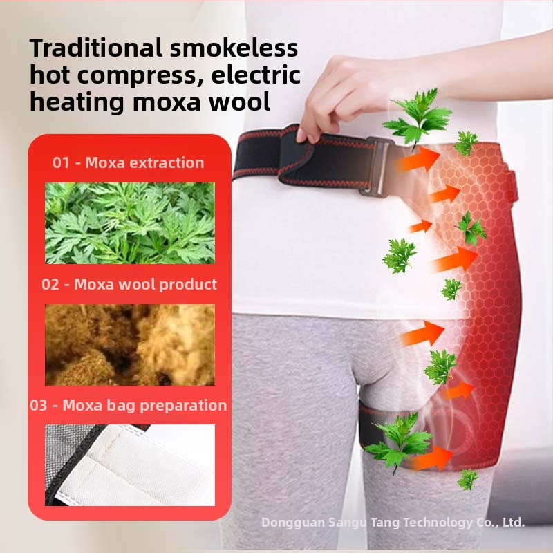 Уред за физиотерапия на тазобедрената става за следоперативна рехабилитация — инфрачервена терапия, нагряващ масаж, моксотерапия, USB/AC захранване, механично управление