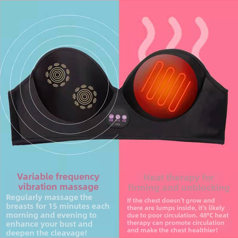 Youyueya Безжично зареждащ бюст-масажор в сутиен с инфрачервена физиотерапия, таймер и проводимо управление, USB/батерия, 2022