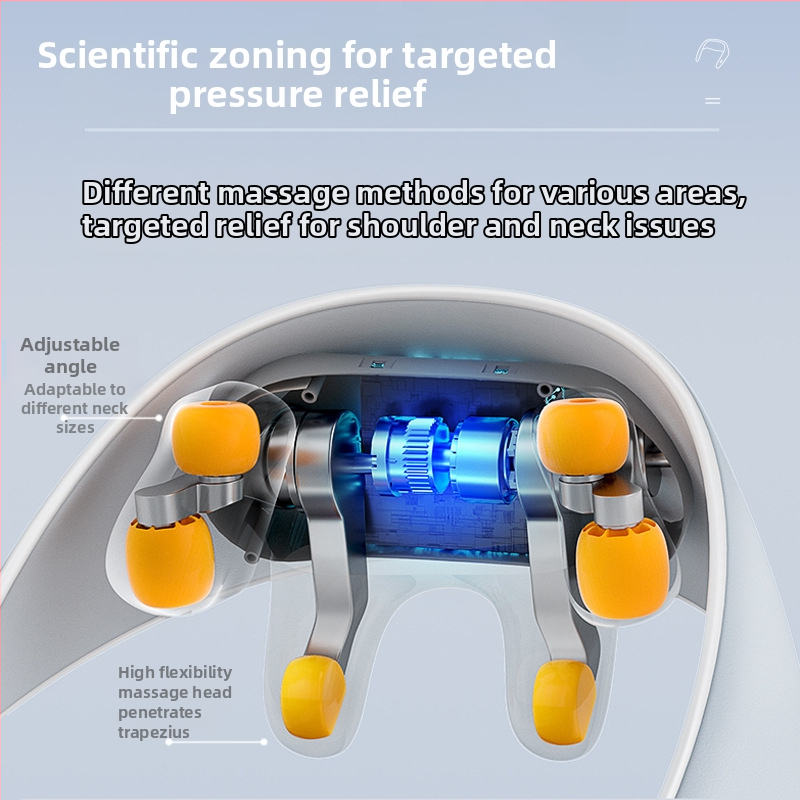 Bei Li – Шал за масаж на раменете и шията, 6 глави за месене, инфрачервено нагряване, таймер, модел BL-JSS-317
