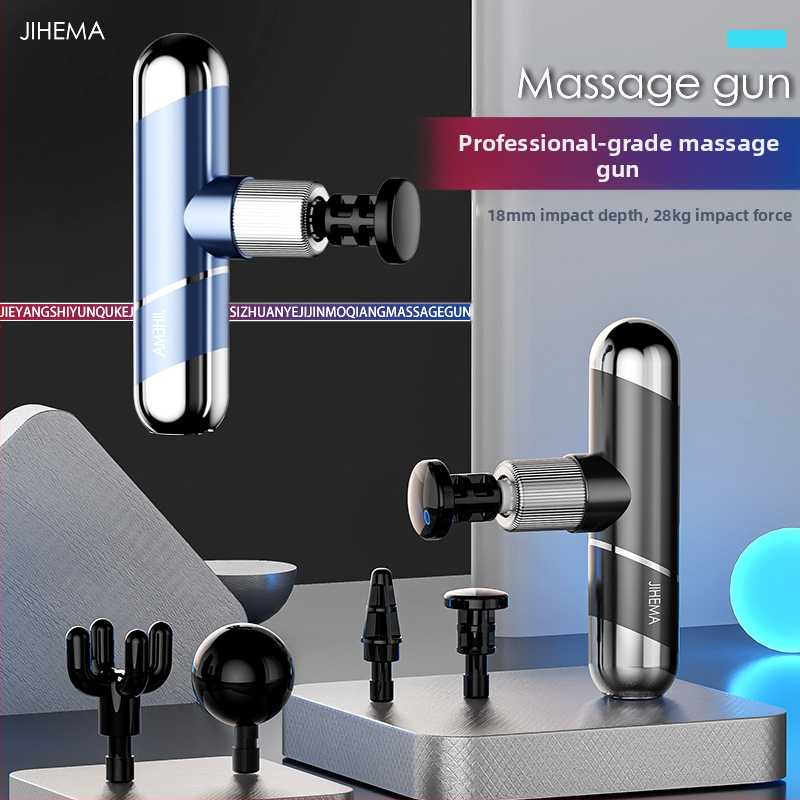 Masaj cu percuție compact, motor cu peri, 4 capete, 5+ viteze, baterie încorporată 2000-4000 mAh (1-3 ore)