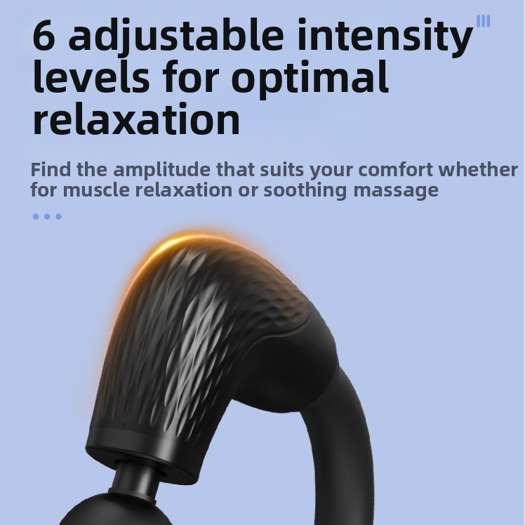 Fascia gun portabil cu 4 capete, motor cu perii, 5 niveluri de viteză, baterie încorporată 1200–2000 mAh, zgomot redus 36–45 dB