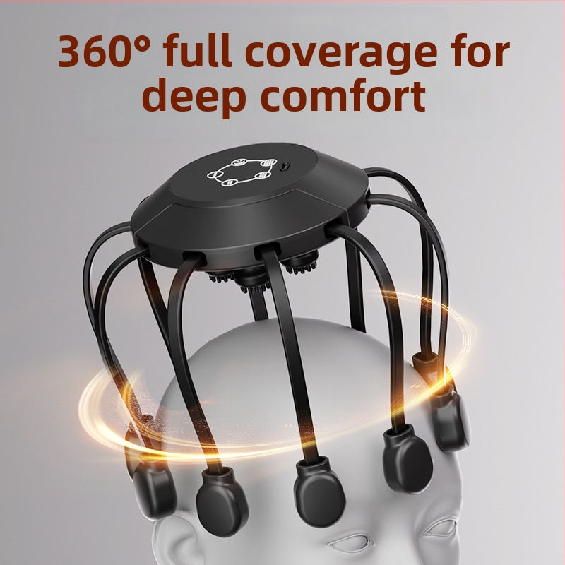 Masaj de cap cu Bluetooth, design octopus, reîncărcabil, vibrație în 4 trepte, model 2987