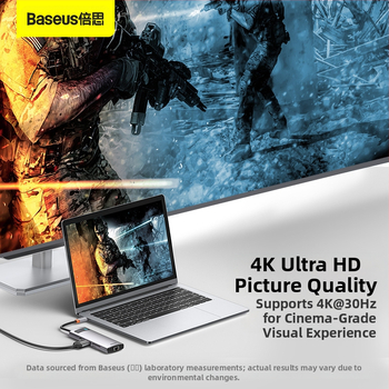 Baseus Metal Microlight Series 8-in-1 Type-C hub, USB 3.0, 0,25 m kábel, külső táp nélkül