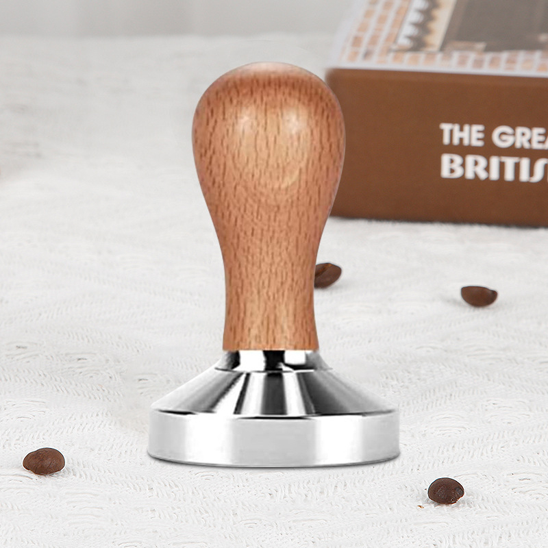 Tamper za kavu s drvenom drškom, moderan minimalistički stil, težina 100 g, pogodno za ured, dom, bar i kafić
