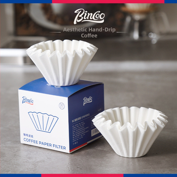 Bincoo Χαρτί φίλτρου καφέ από ίνες ξύλου, σε σχήμα φαν, κυκλικό, μιας χρήσης, για V60, χειροπαρασκευασμένος καφές