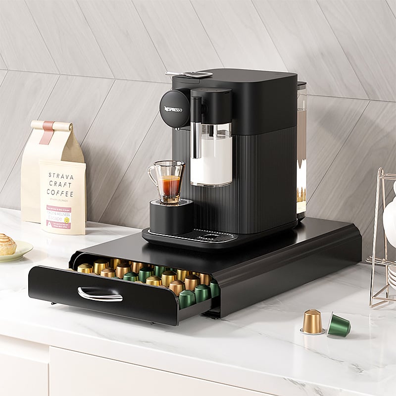 Metalni spremnik za kapsule Nespresso sa ladicom – baza za aparat za kavu, lagani luksuzni dizajn