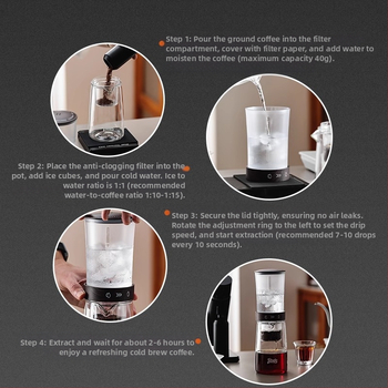 Bin Coo stiklinė kavos lašelinė indas namų naudojimui, rankinis lašų paruošimas