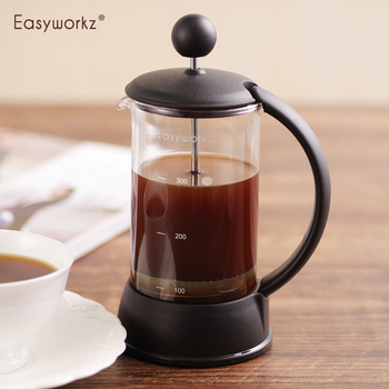 Easyworkz Prancūziška kavos spaudimo indas – 304 nerūdijamas plienas, karščiui atsparus stiklas, integruotas filtras, paprastas dizainas