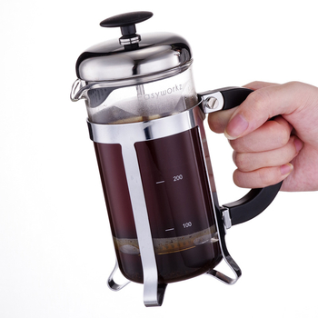 Easyworkz Prancūziška kavos spaudimo indas – 304 nerūdijamas plienas, karščiui atsparus stiklas, integruotas filtras, paprastas dizainas