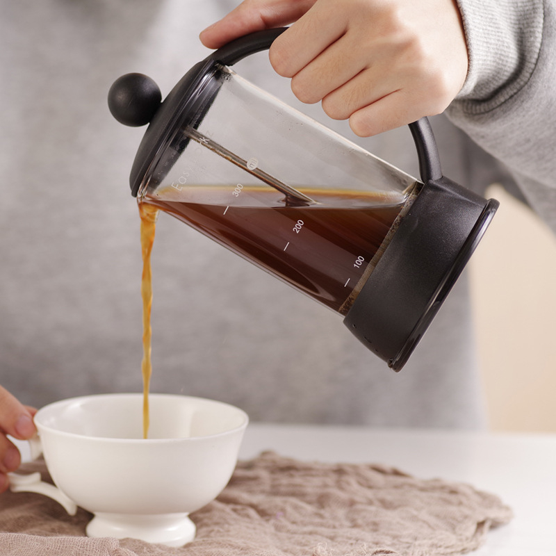 Easyworkz Prancūziška kavos spaudimo indas – 304 nerūdijamas plienas, karščiui atsparus stiklas, integruotas filtras, paprastas dizainas