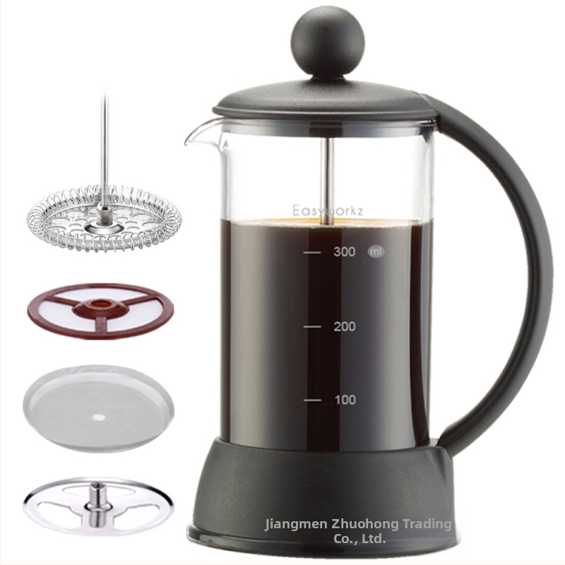 Easyworkz Prancūziška kavos spaudimo indas – 304 nerūdijamas plienas, karščiui atsparus stiklas, integruotas filtras, paprastas dizainas