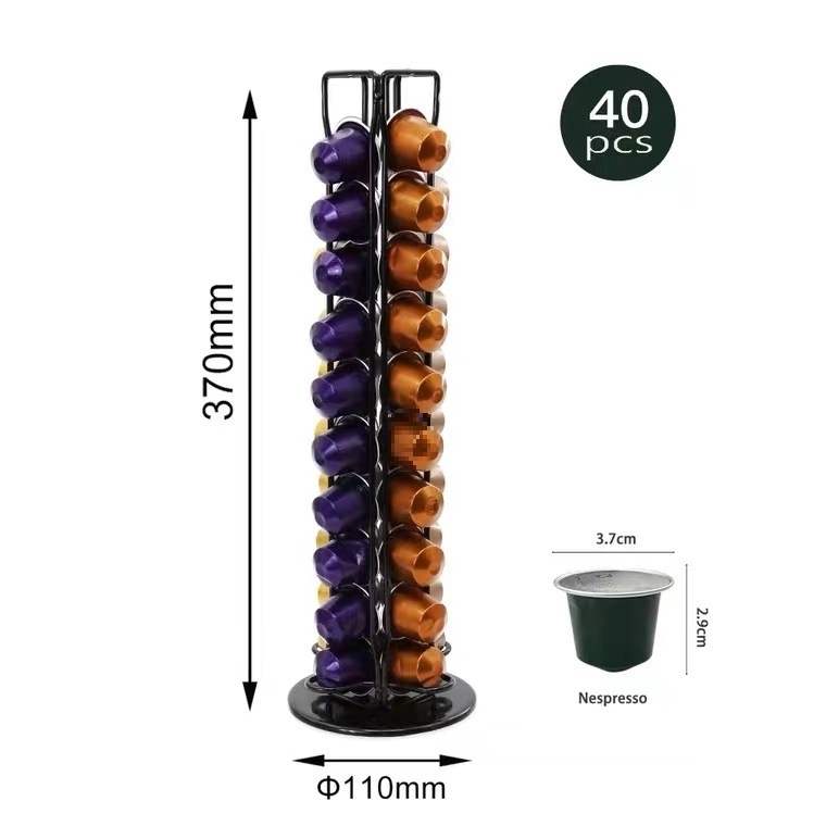 Nespresso kapszulatartó, 40 kapszula kapacitás, 360° forgó kijelző, bár/kávézó számára
